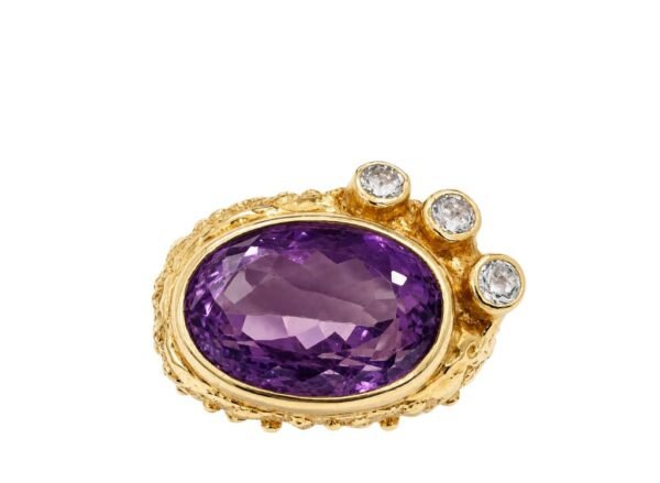ANILLO BAÑO ORO AMATISTA