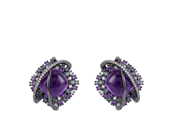 AROS PLATA AMATISTA CABUCHÓN