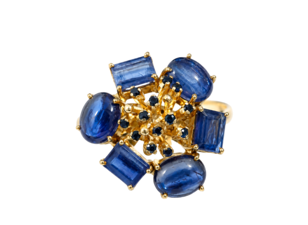ANILLO FLOR DE ORO Y ZAFIRO